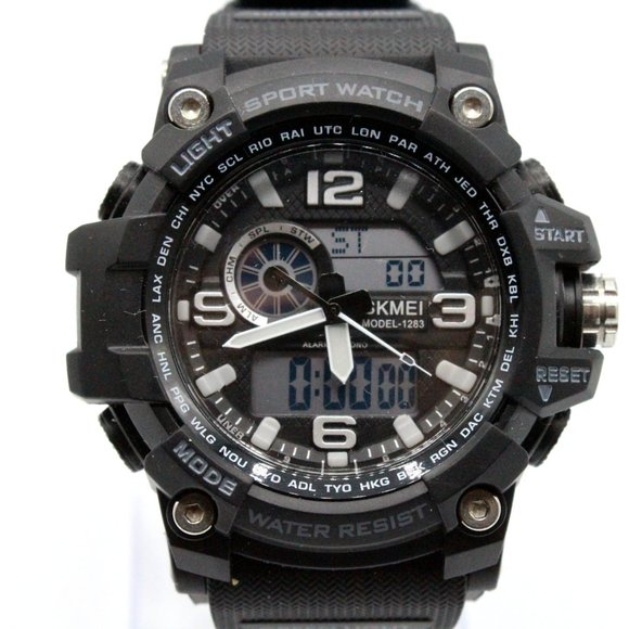 SKMEI Watch Sports Men's Black Digital Quartz Watch Dual Display Chronograph - Picture 2 of 8